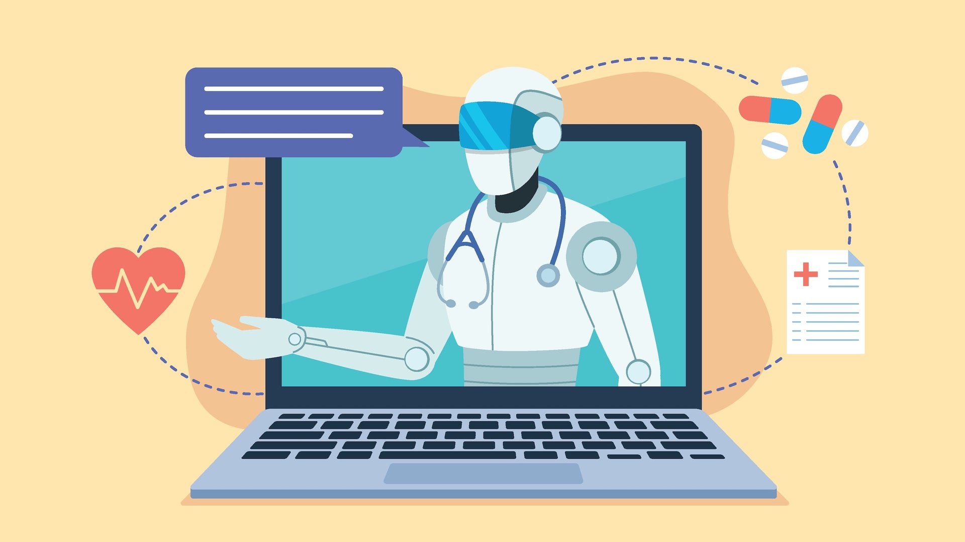 Doctor gestionando expedientes de pacientes en computadora portátil